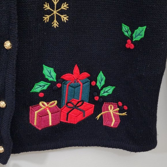 Crystal Kobe vintage Christmas button front cardigan sweater woman's size medium - Picture 5 of 10